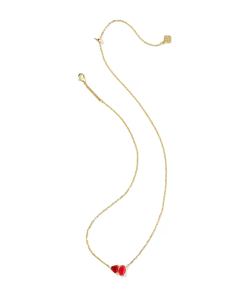 KENDRA SCOTT TATUM SHORT PENDANT NECKLACE - GOLD RED MIX