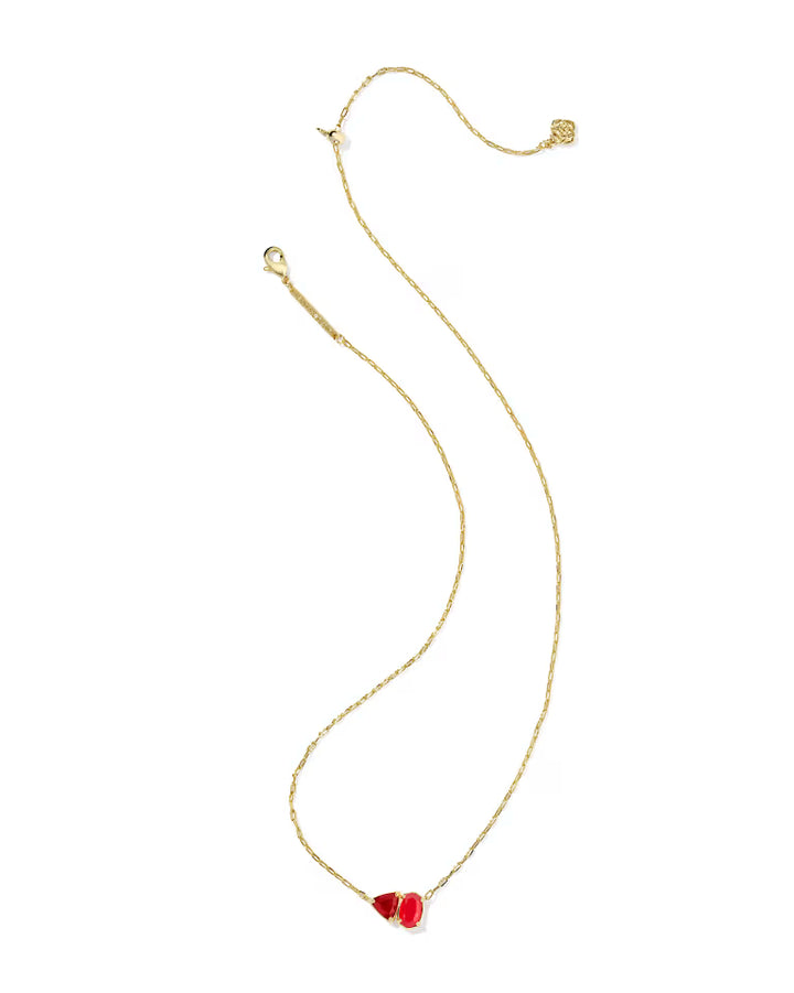 KENDRA SCOTT TATUM SHORT PENDANT NECKLACE - GOLD RED MIX
