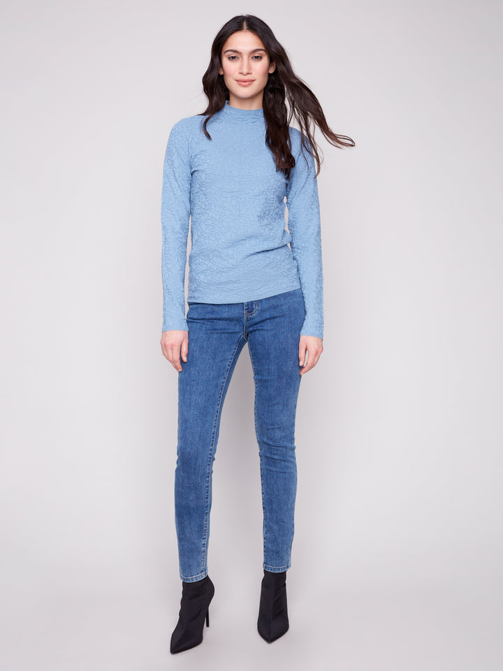 MOCK NECK TEXTURED SWEATER - OXFORD