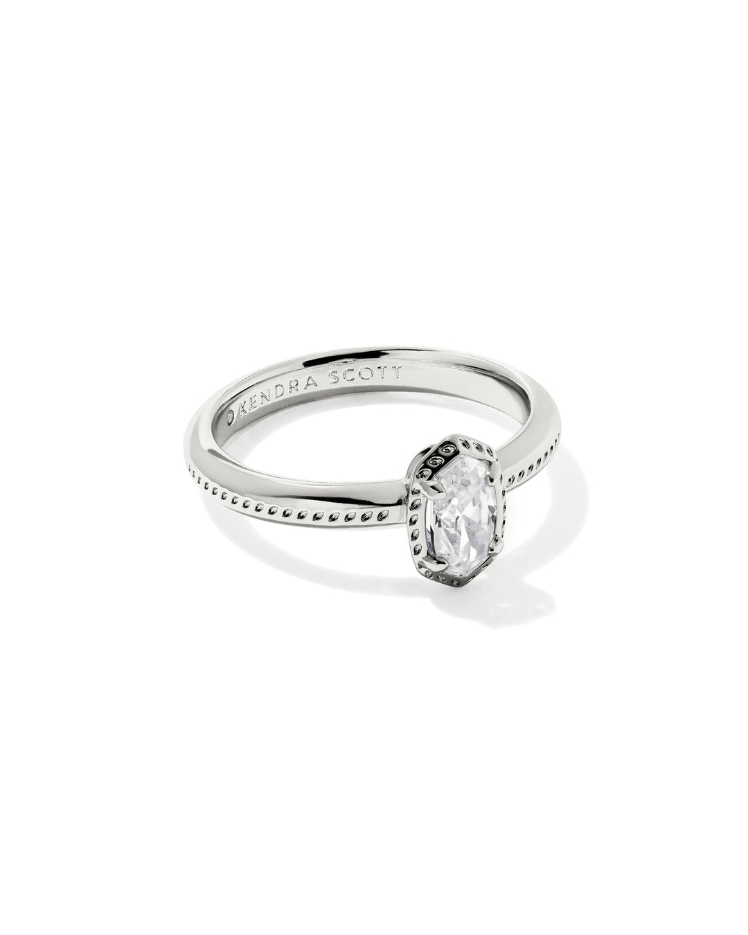 KENDRA SCOTT MINI ELYSE LUXE BAND RING - SILVER WHITE CZ 8