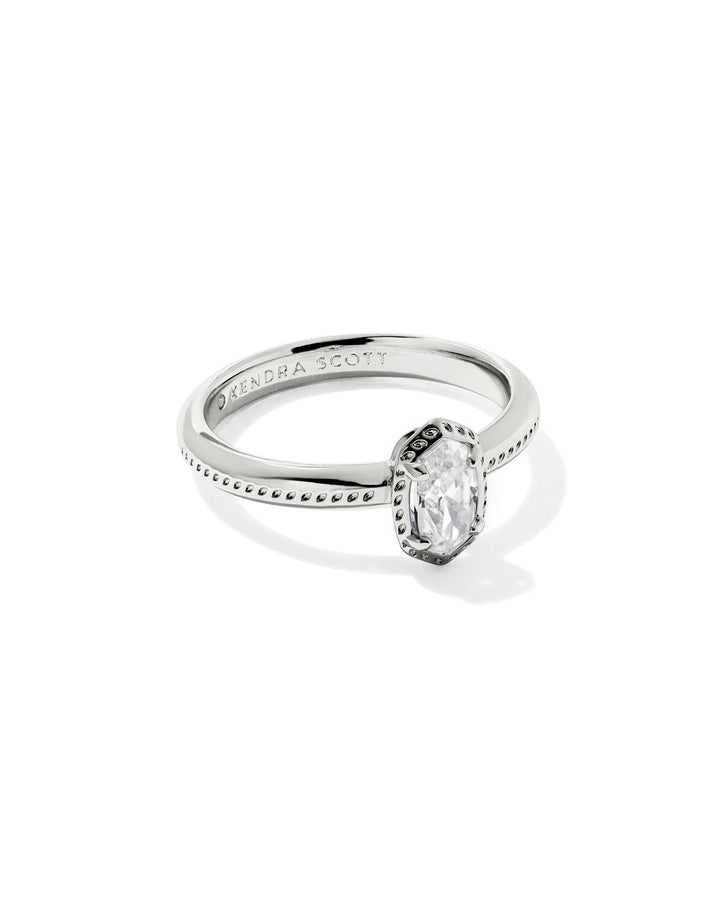 KENDRA SCOTT MINI ELYSE LUXE BAND RING - SILVER WHITE CZ 8