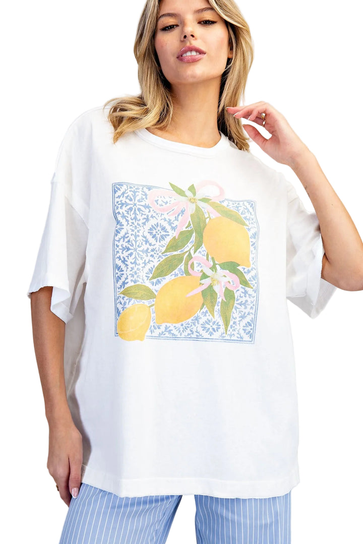 SHORT SLEEVE LEMON GRAPHIC TEE - CITRUS POP