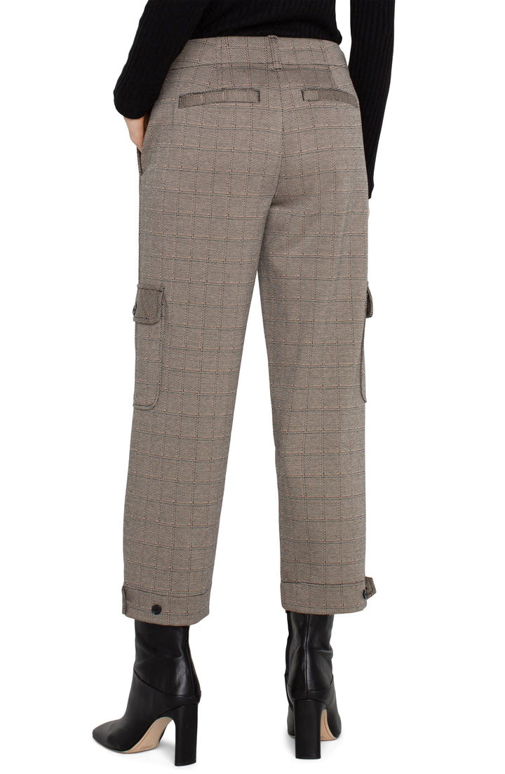 UTILITY CROP W/TAB HEM & CARGO POCKETS - 26" INSEAM - PEPPERCORN PLAID