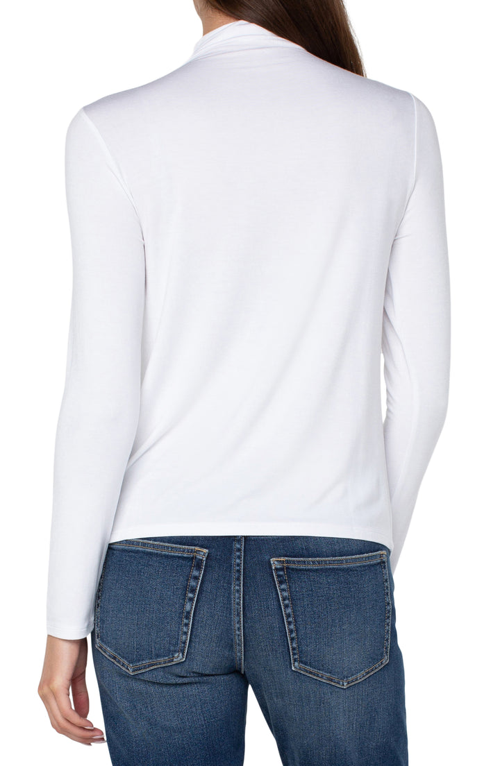 LONG SLEEVE MOCK NECK KNIT TOP - WHITE