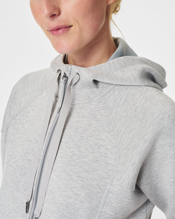 AIRESSENTIALS FULL ZIP HOODIE - LIGHT HEATHER GREY