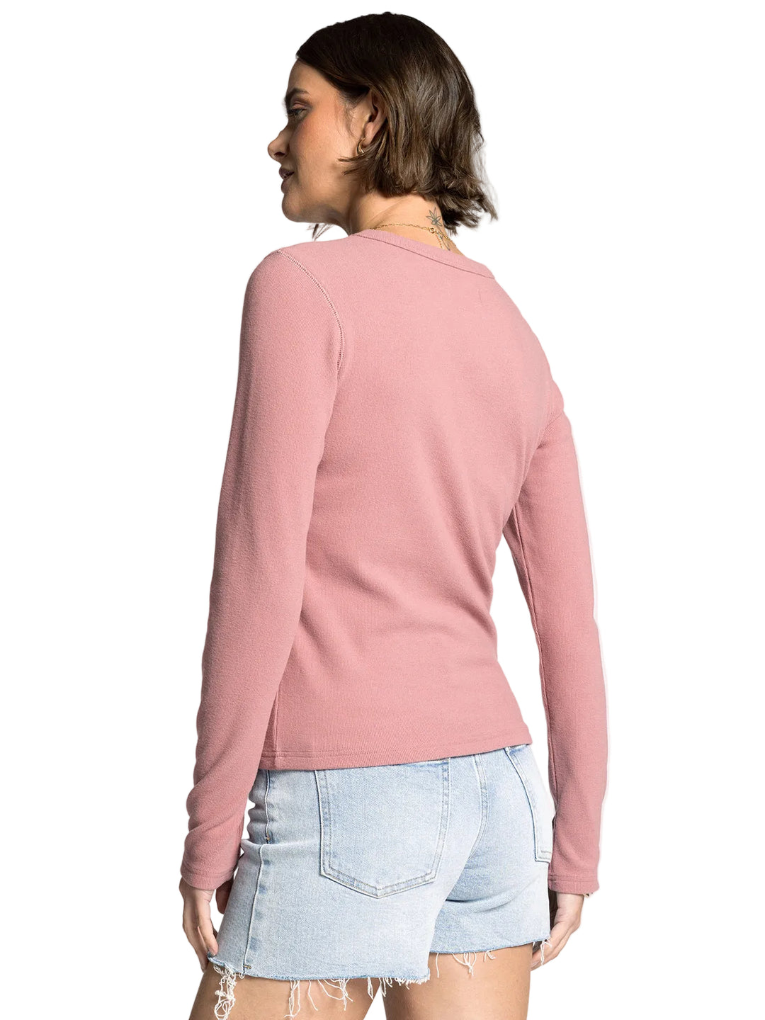 LONG SLEEVE CREW NECK ALDER TOP - ROSE