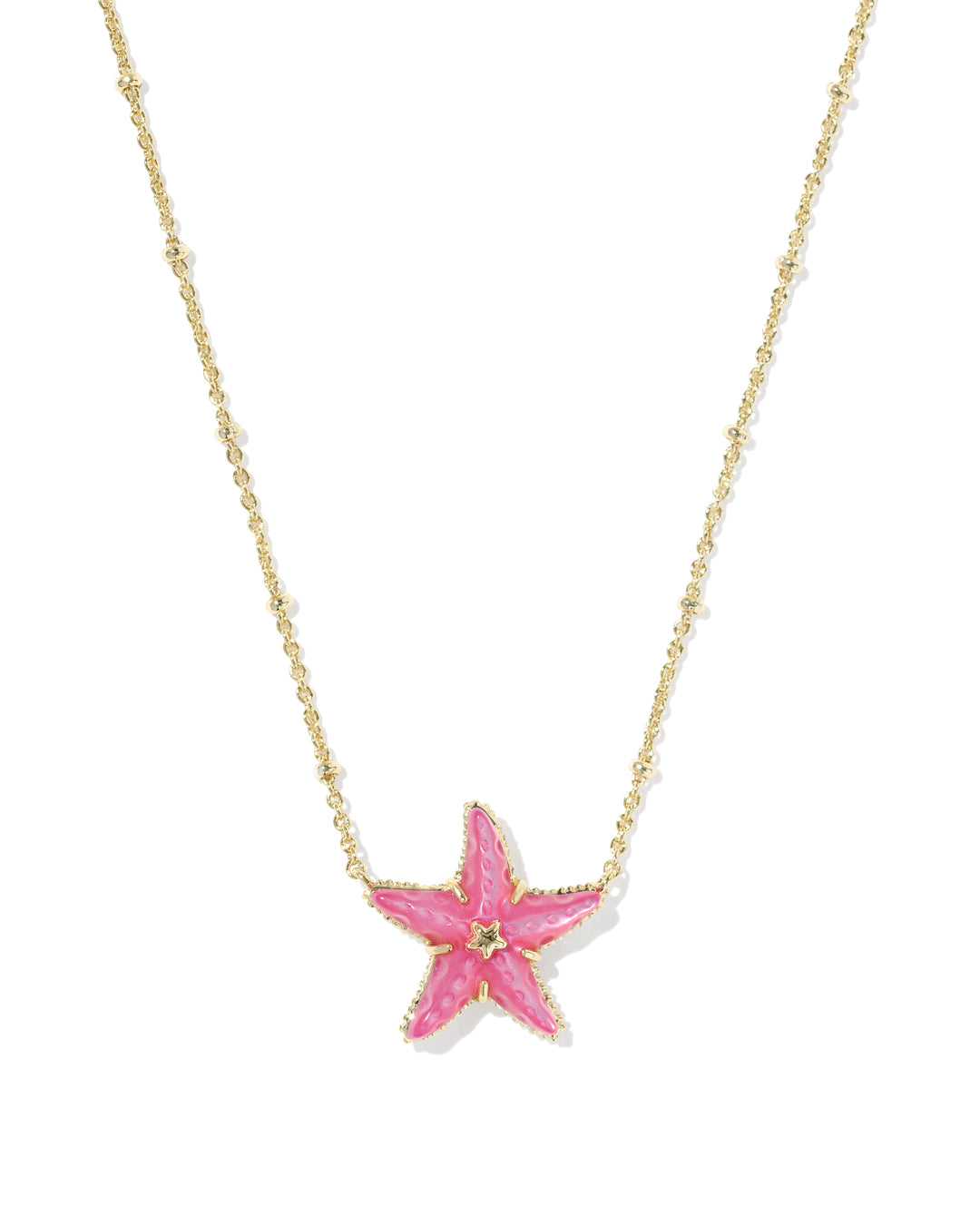 KENDRA SCOTT PARKER STARFISH SHORT PENDANT NECKLACE - GOLD BRIGHT PINK MOP