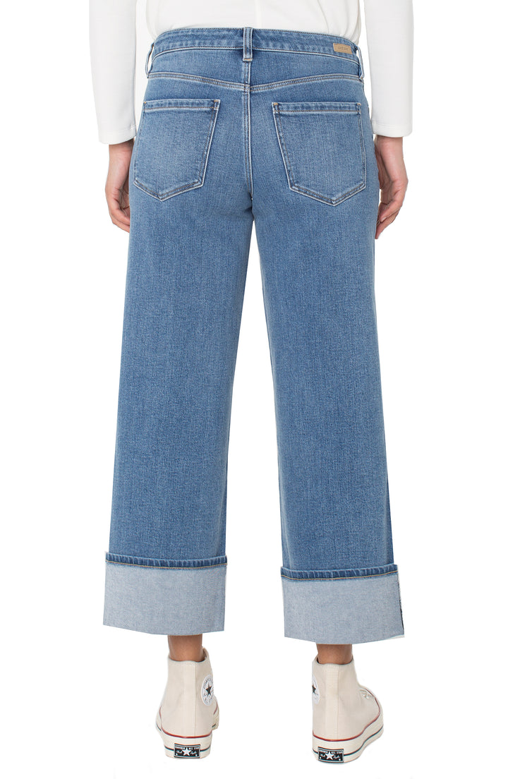 MORGAN CUFFED WIDE LEG JEANS - KLAMATH
