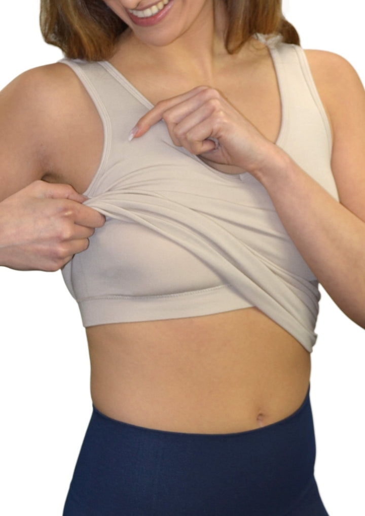 SEAMLESS BUILT IN BRA REVERSIBLE TANK - O/S - ALMOND