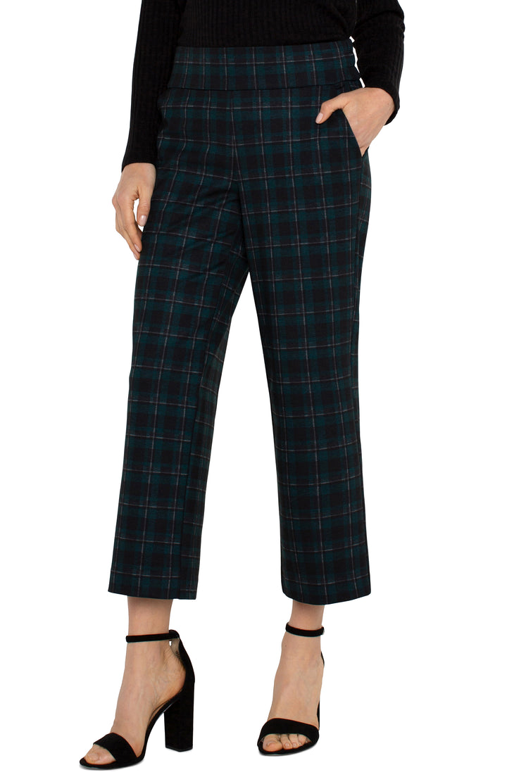 MABEL PULL ON CROP STRAIGHT -25" INSEAM - DARK FOREST PLAID