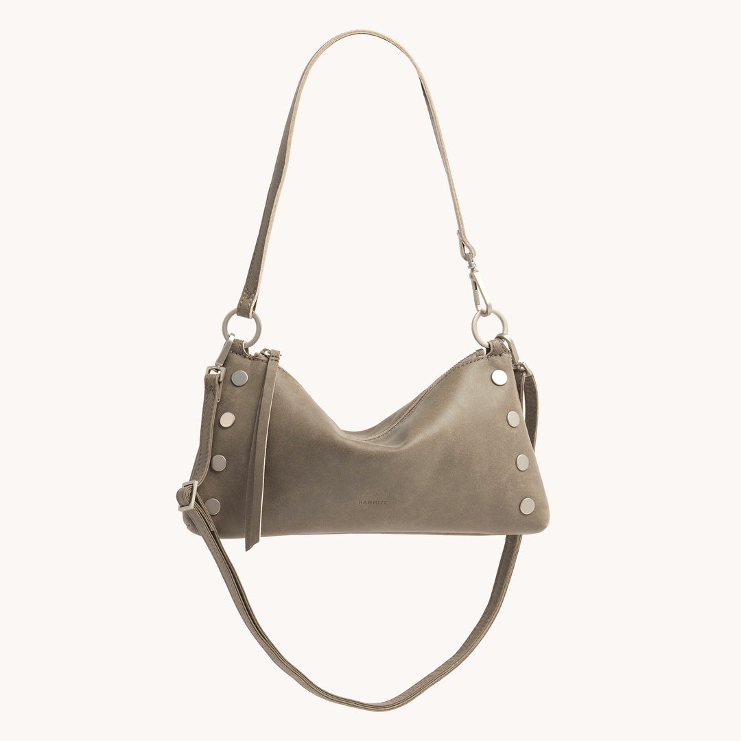 HAMMITT KYLE SMALL HANDBAG - PEWTER PEBBLE/BRUSHED SILVER
