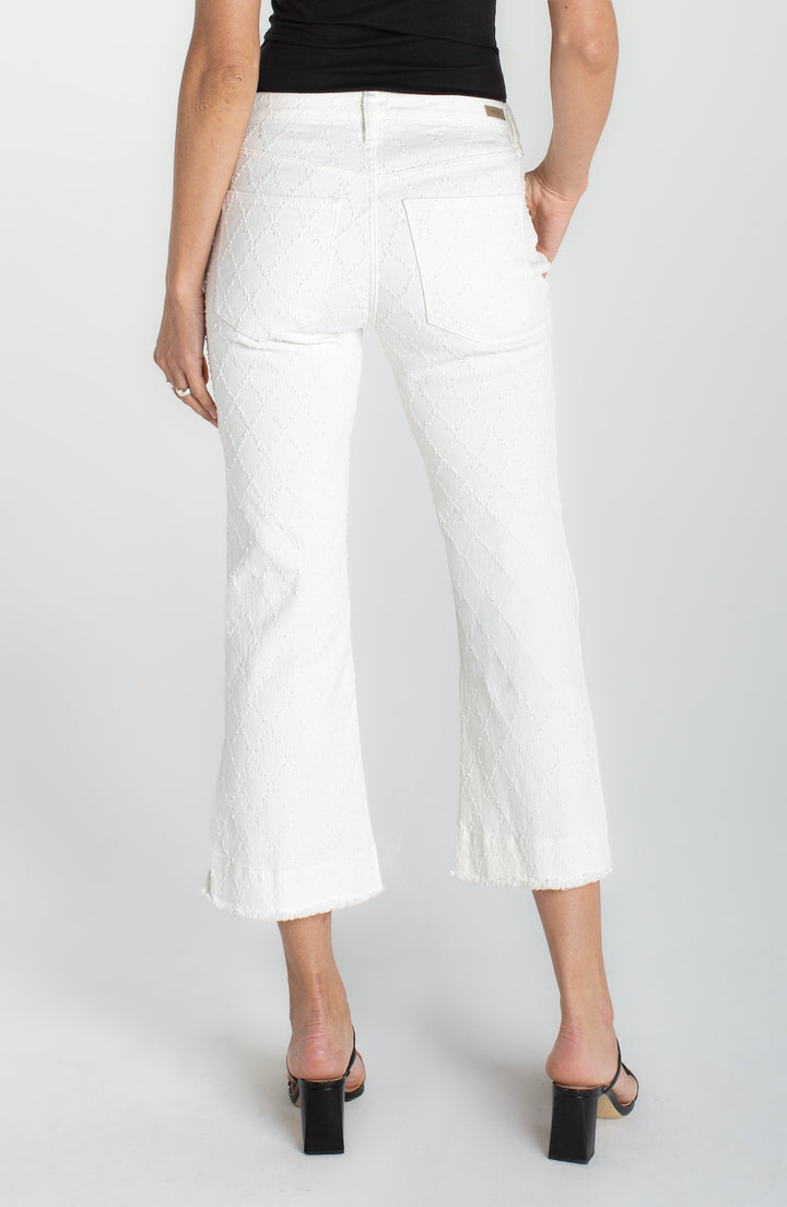 HANNAH CROP FLARE W/WIDE FRAY HEM - WHITE DIAMOND