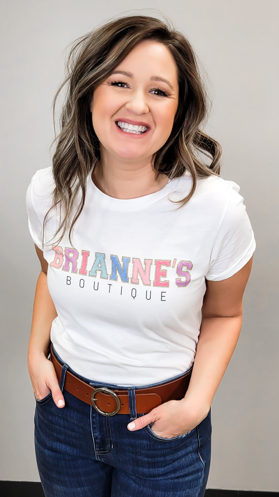 BRIANNE'S BOUTIQUE PATCH SHIRT - WHITE