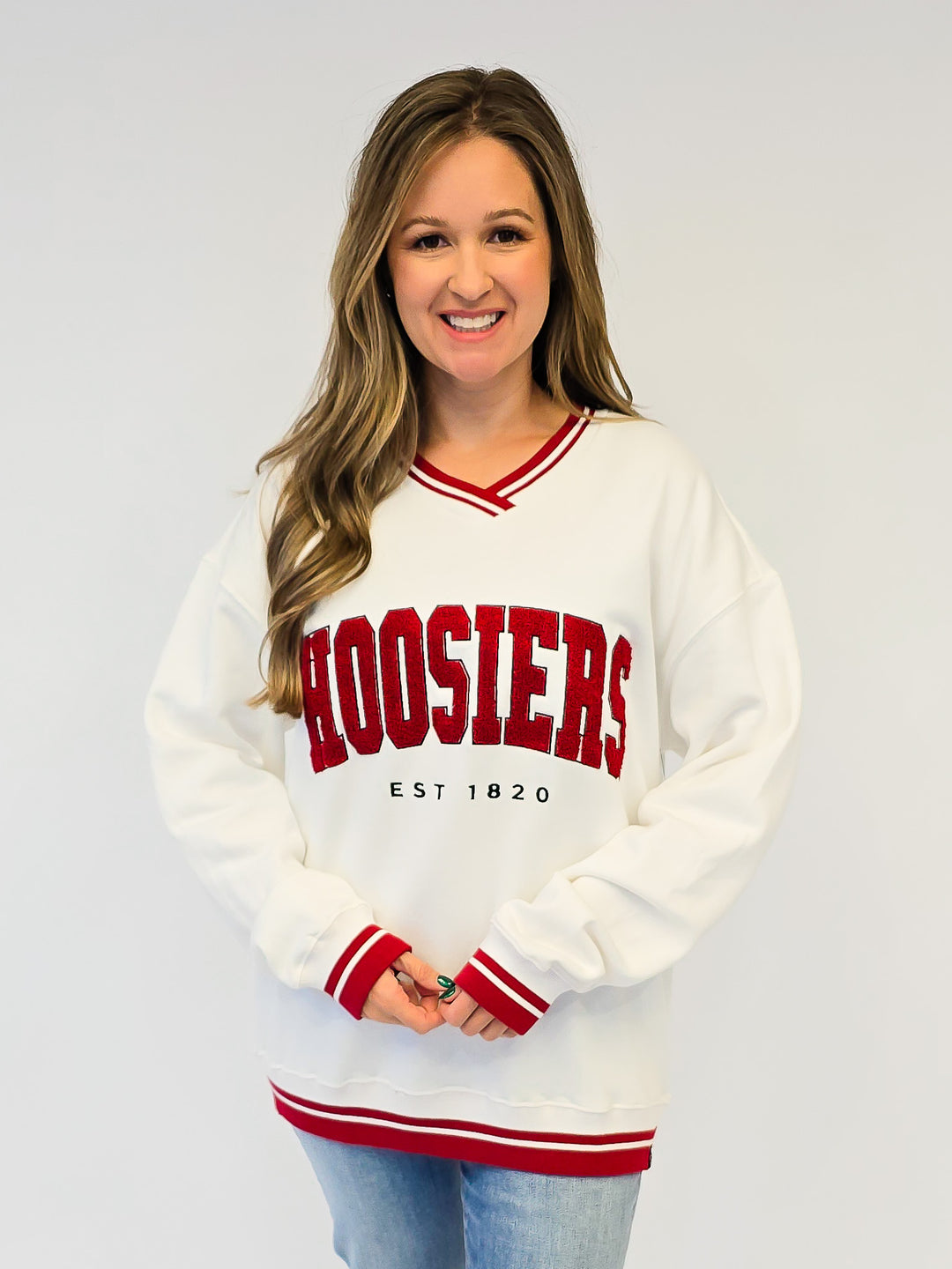 HOOSIERS VARSITY V-NECK PULLOVER - WHITE