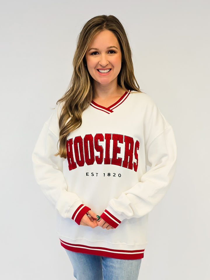 HOOSIERS VARSITY V-NECK PULLOVER - WHITE