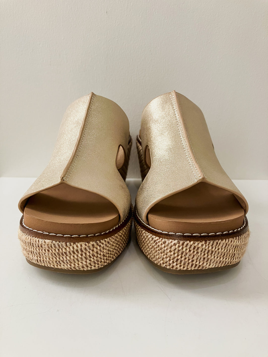 CORKY'S KISS N TELL WEDGE SANDAL - WASHED GOLD METALLIC