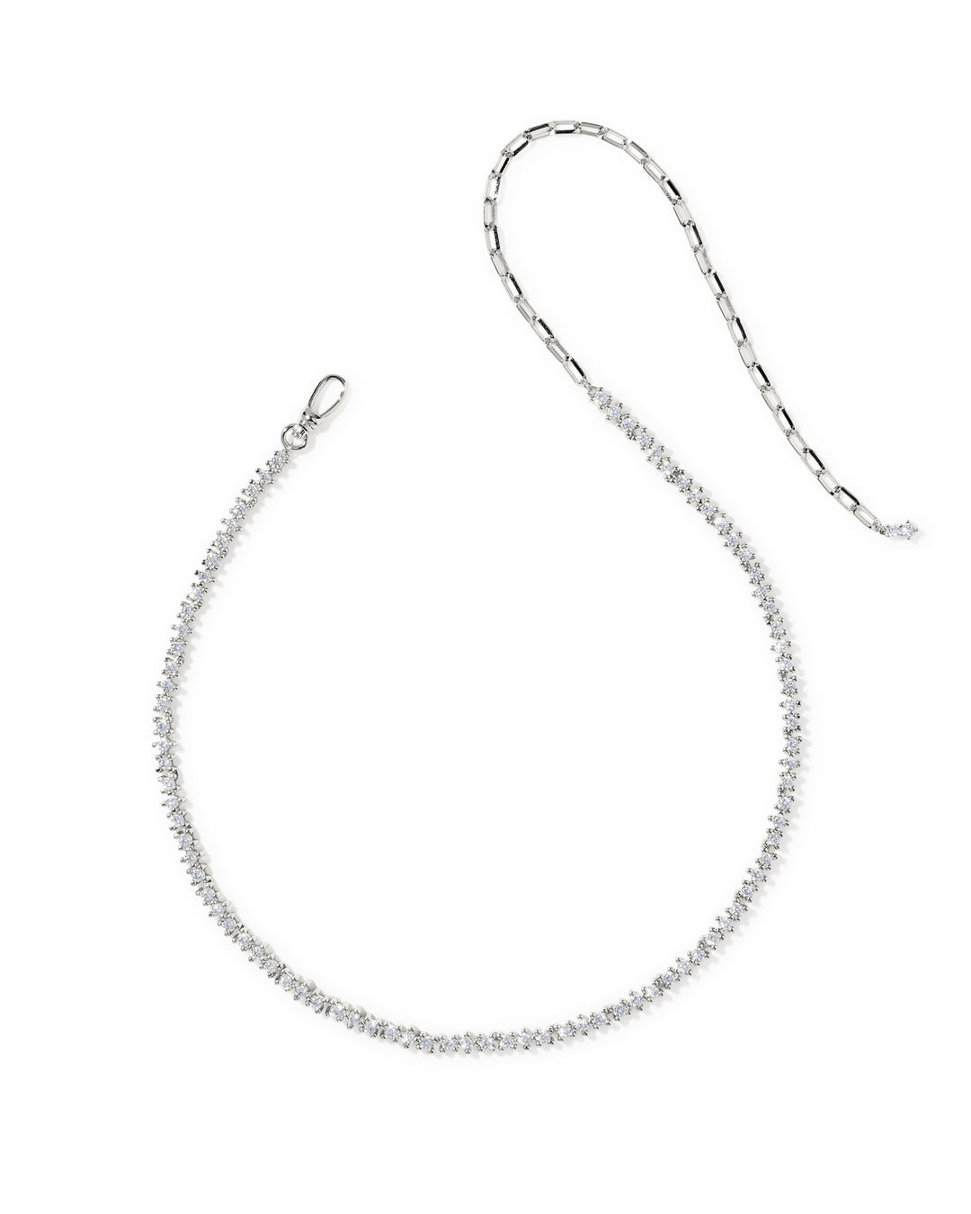 KENDRA SCOTT FATE TENNIS NECKLACE - SILVER WHITE CZ