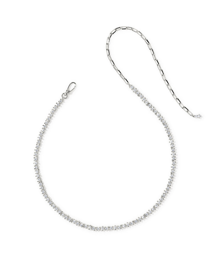 KENDRA SCOTT FATE TENNIS NECKLACE - SILVER WHITE CZ