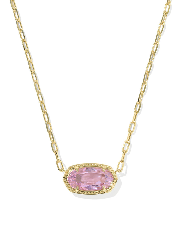 KENDRA SCOTT ELISA LUXE SHORT PENDANT NECKLACE - GOLD LIGHT PINK CZ