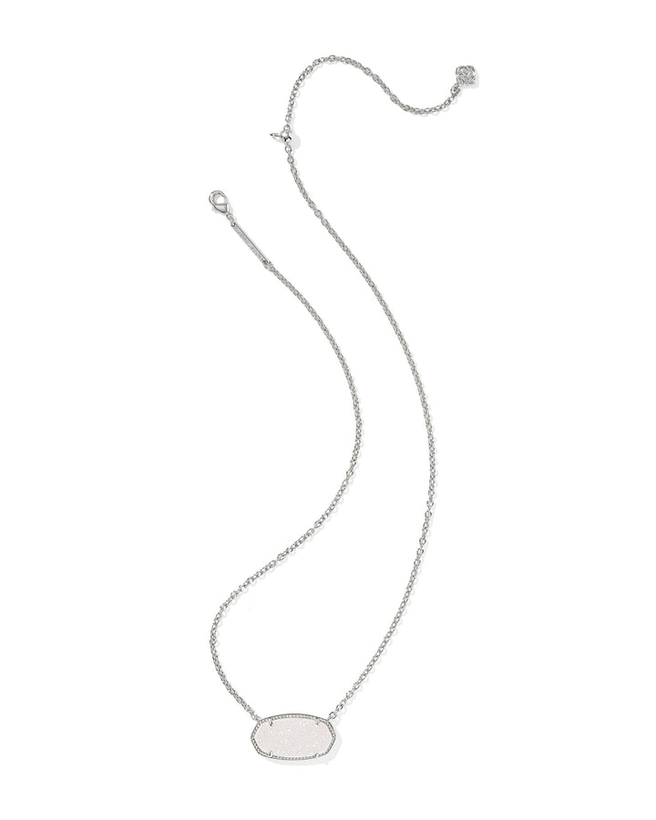 KENDRA SCOTT ELISA STATEMENT SHORT PENDANT NECKLACE - SILVER IRIDESCENT DRUSY