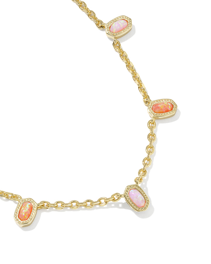 KENDRA SCOTT MINI ELISA STRAND NECKLACE - GOLD PINK MIX