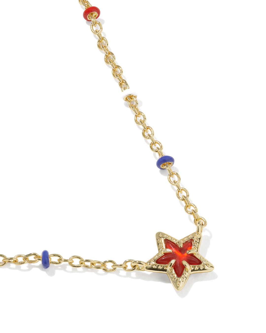 KENDRA SCOTT MINI CASSIDY SHORT PENDANT NECKLACE - GOLD RED ILLUSION