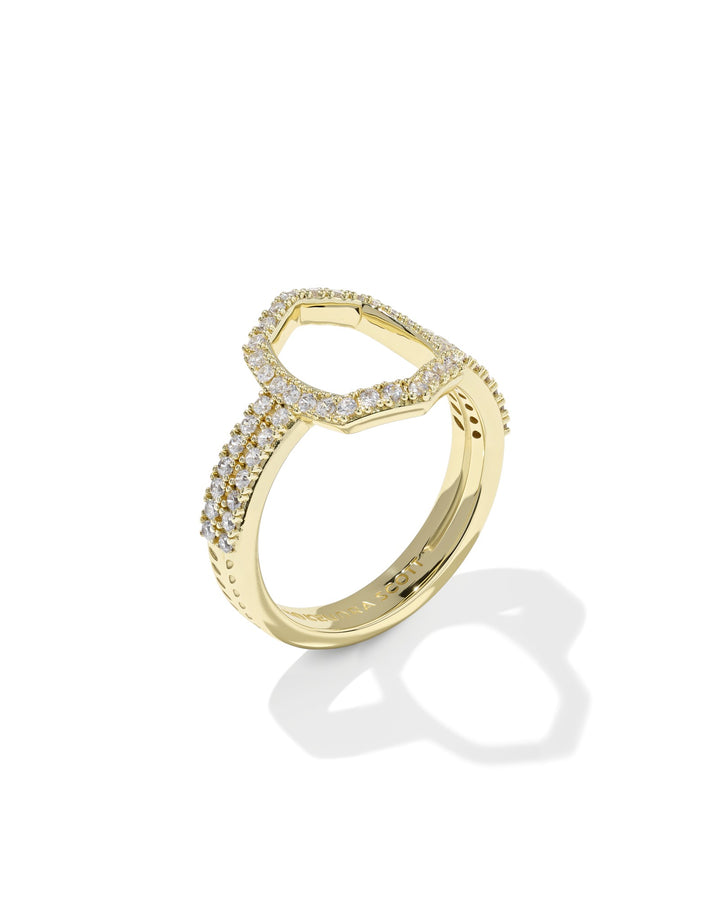 KENDRA SCOTT DAPHNE PAVE COCKTAIL RING - GOLD WHITE CZ