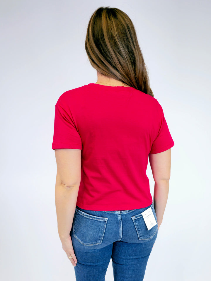 CROPPED LENGTH T-SHIRT - RUBY