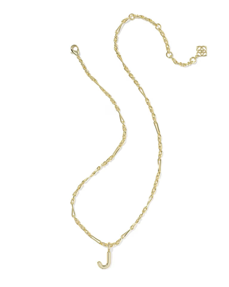 KENDRA SCOTT BUBBLE LETTER J SHORT PENDANT NECKLACE - GOLD