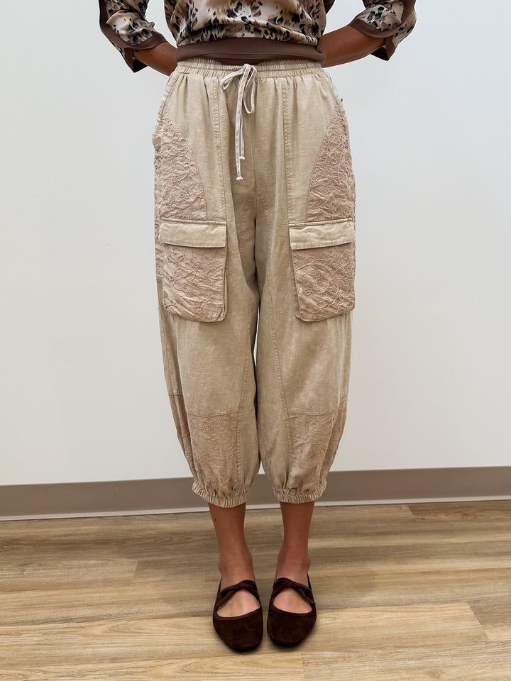 WASHED CARGO TWILL PANTS - KHAKI