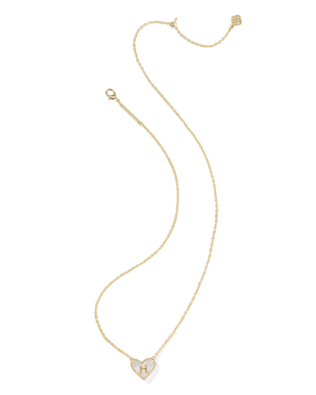 KENDRA SCOTT HEART LETTER H SHORT PENDANT NECKLACE - GOLD IVORY MOP