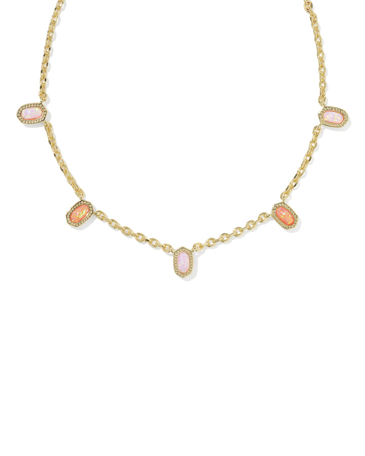 KENDRA SCOTT MINI ELISA STRAND NECKLACE - GOLD PINK MIX