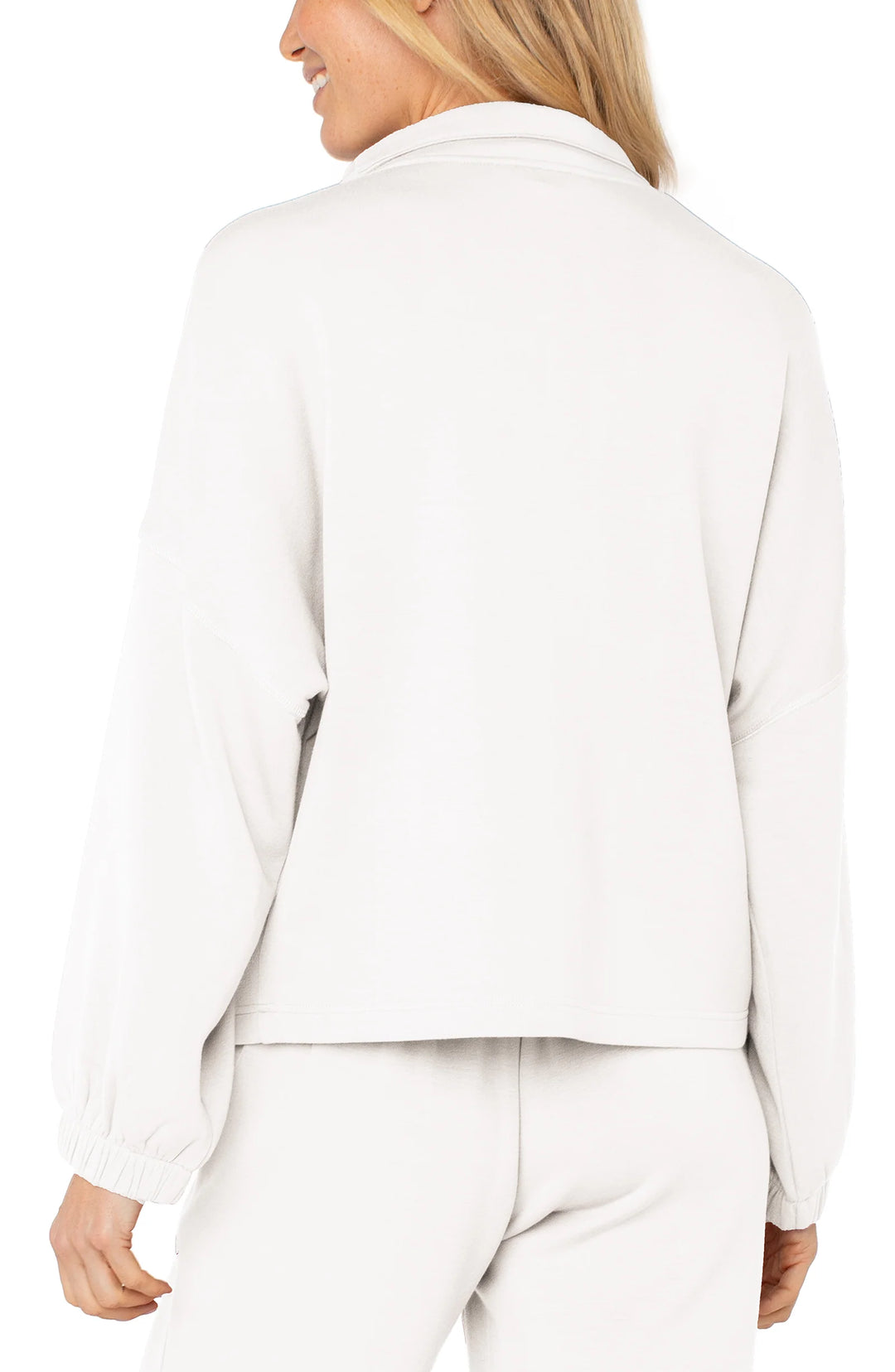 ZIP UP FUNNEL NECK JACKET - WHITE CLOUD