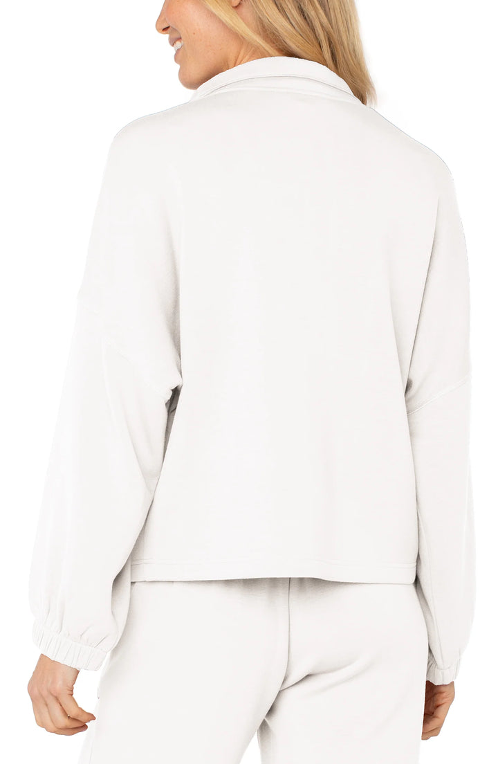 ZIP UP FUNNEL NECK JACKET - WHITE CLOUD