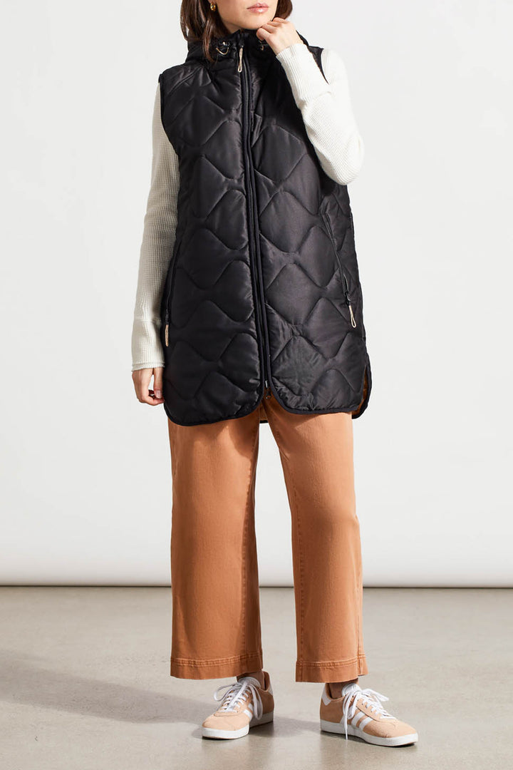 REVERSIBLE HOODED PUFFER VEST - BLACK