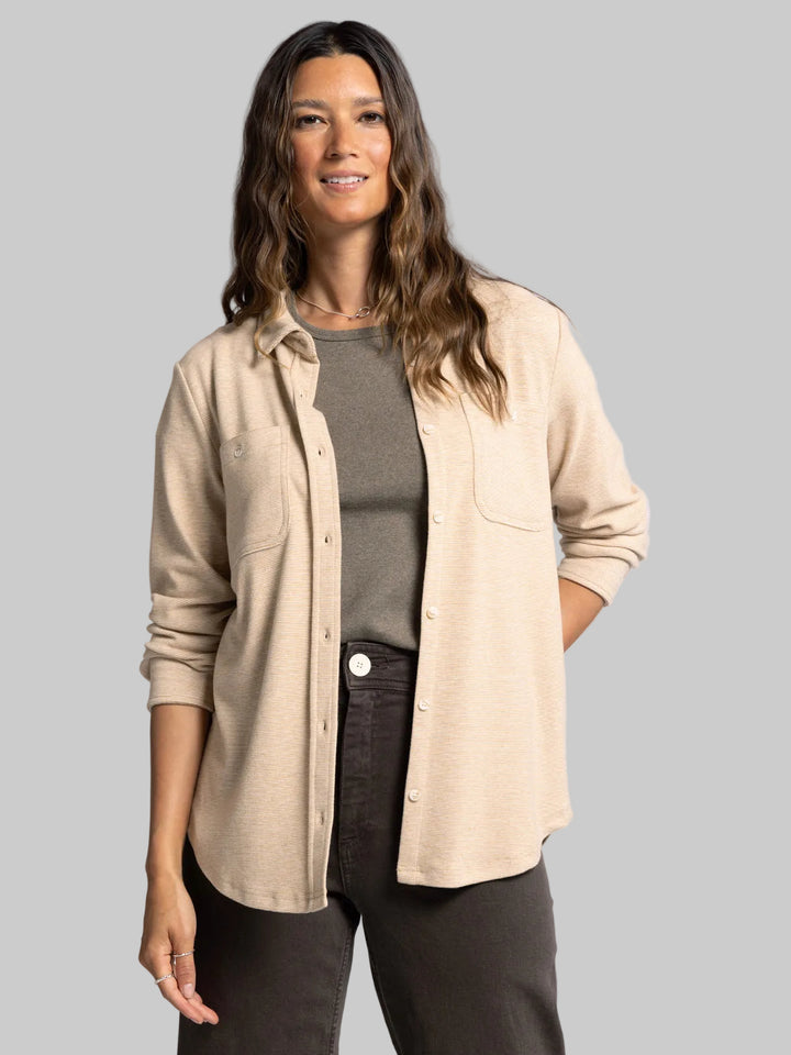 LONG SLEEVE COLLARED BUTTON UP LEWIS SHIRT - ICE COFFEE STRIPED