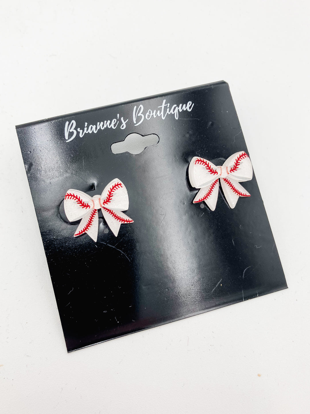 BASEBALL BOW STUD EARRINGS