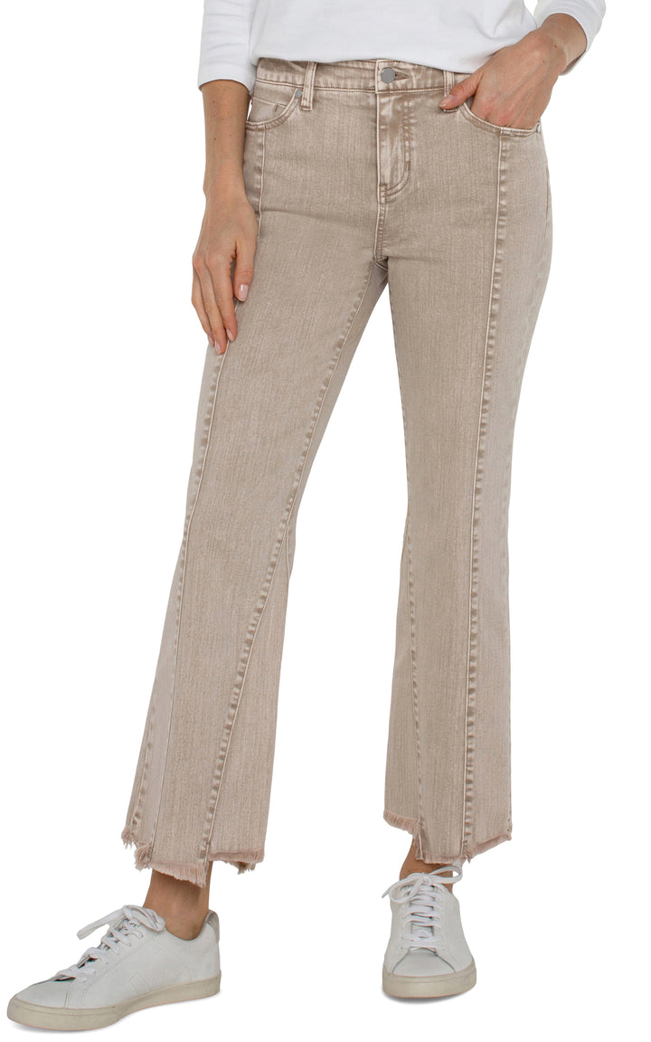 HANNAH CROP FLARE W/UNEVEN FRAY HEM - 27" INSEAM - BISCUIT TAN