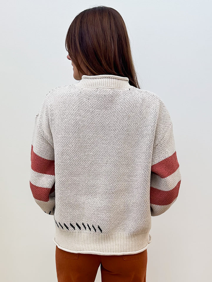 L/S TIGER CREW NECK KNIT SWEATER - IVORY