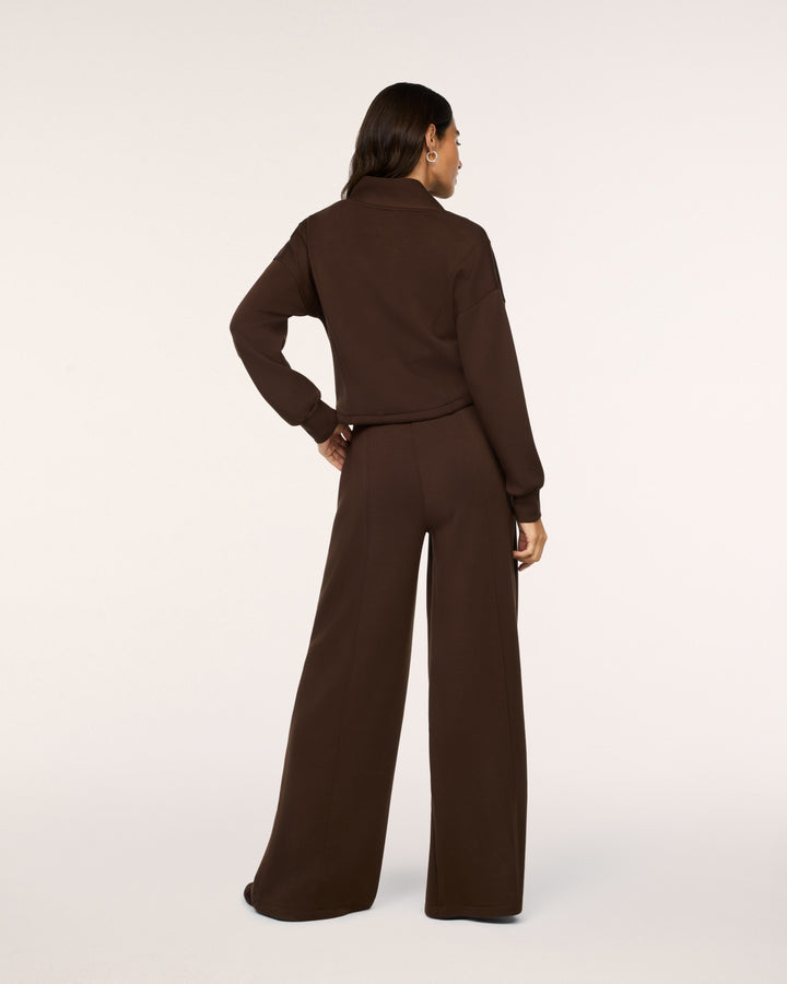 SPANX AIRESSENTIALS LONG SLEEVE SHAWL COLLAR JUMPSUIT - UMBER ROOT