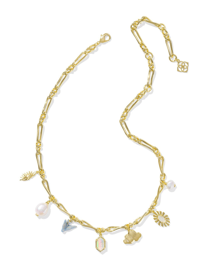 KENDRA SCOTT MELODY CHARM NECKLACE - GOLD NEUTRAL MIX