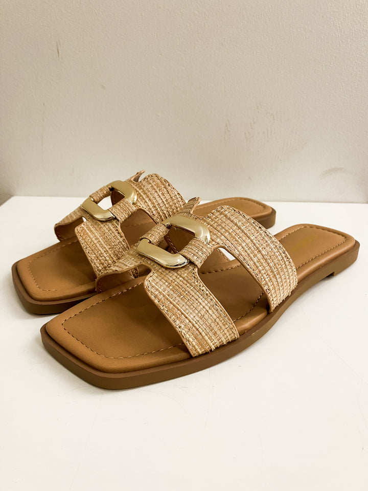 SODA FENG SANDALS - RAFFIA NATURAL/GOLD