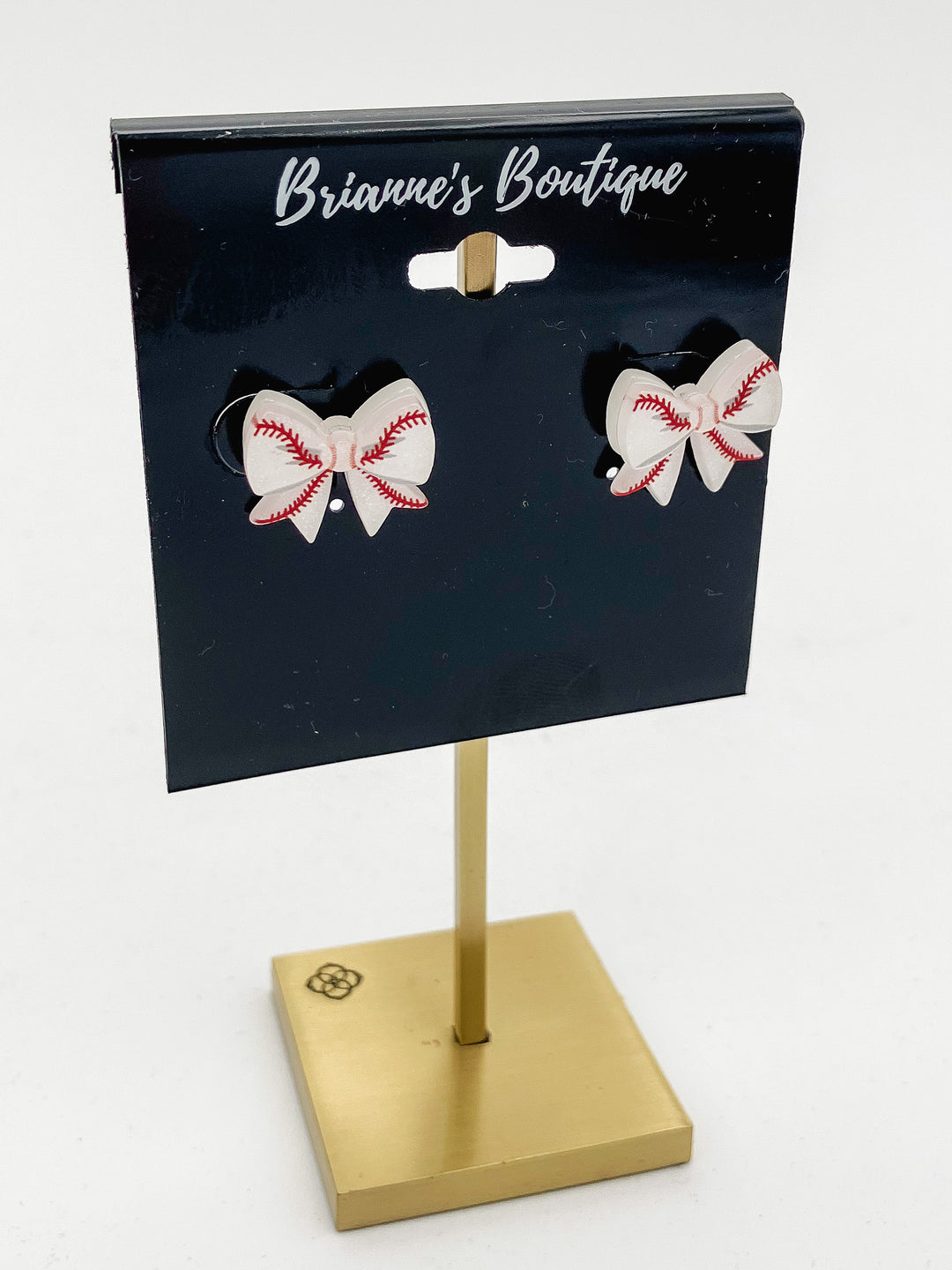 BASEBALL BOW STUD EARRINGS