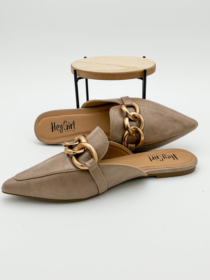 CORKY'S 'PLAYIN FOR KEEPS' SLIP ON MULES - TAUPE
