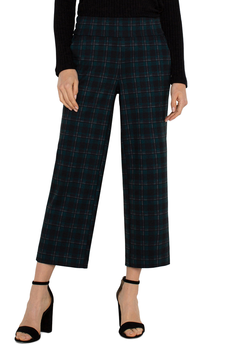 MABEL PULL ON CROP STRAIGHT -25" INSEAM - DARK FOREST PLAID