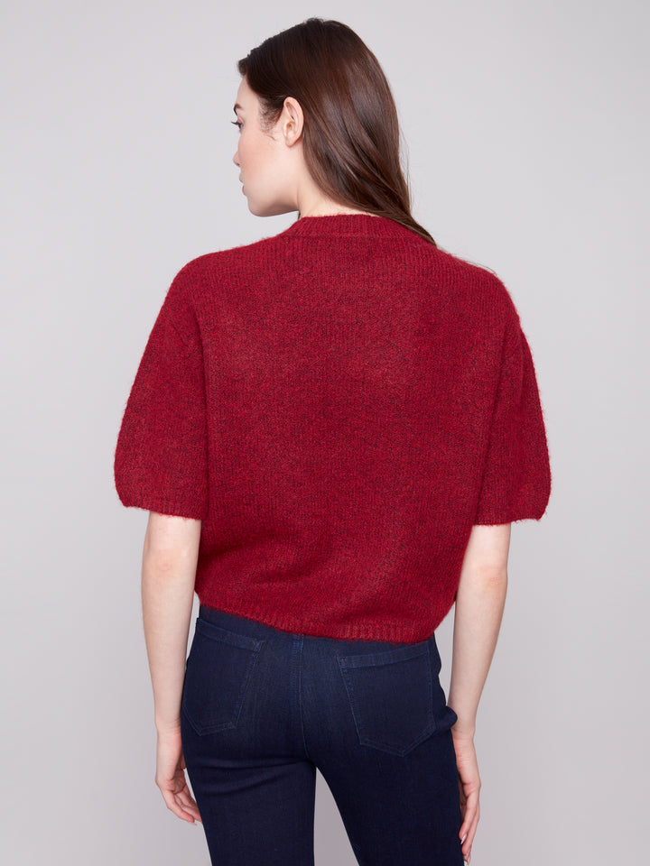 BALLOON ELBOW SLEEVE SWEATER - CABERNET