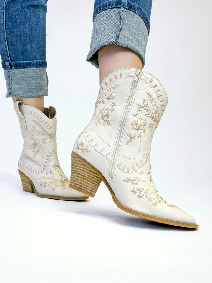 CORKY'S 'LETS GO GIRLS' EMBROIDERED BOOTS - IVORY