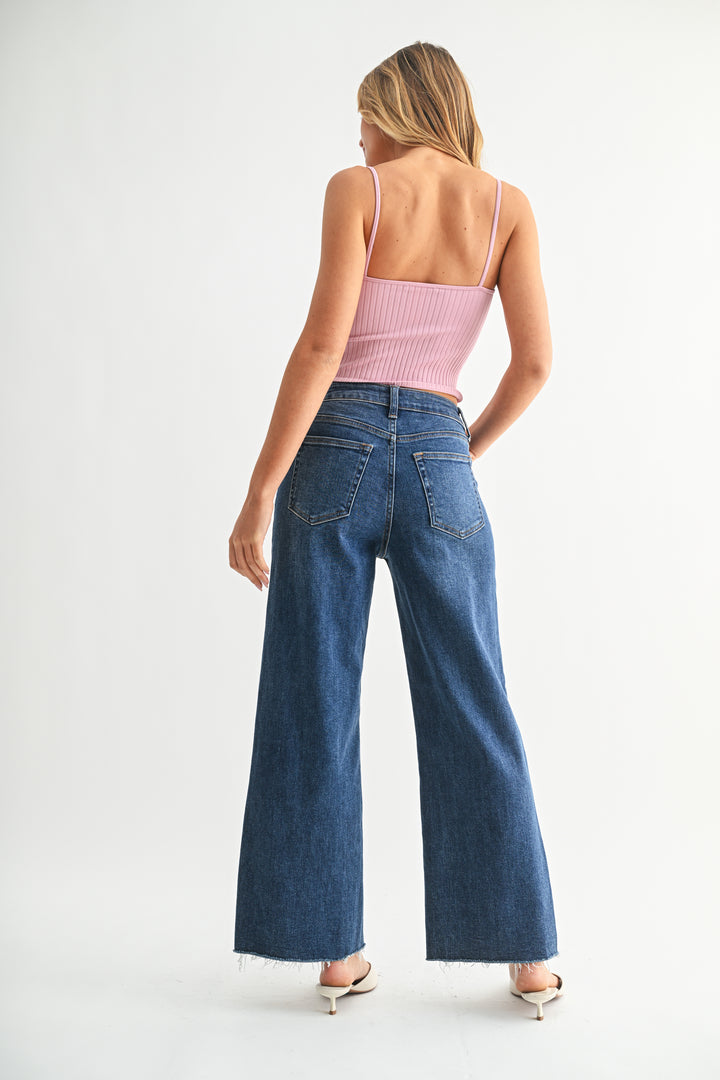 JBD HIGH RISE SLIM WIDE LEG JEANS - DARK - 28" INSEAM