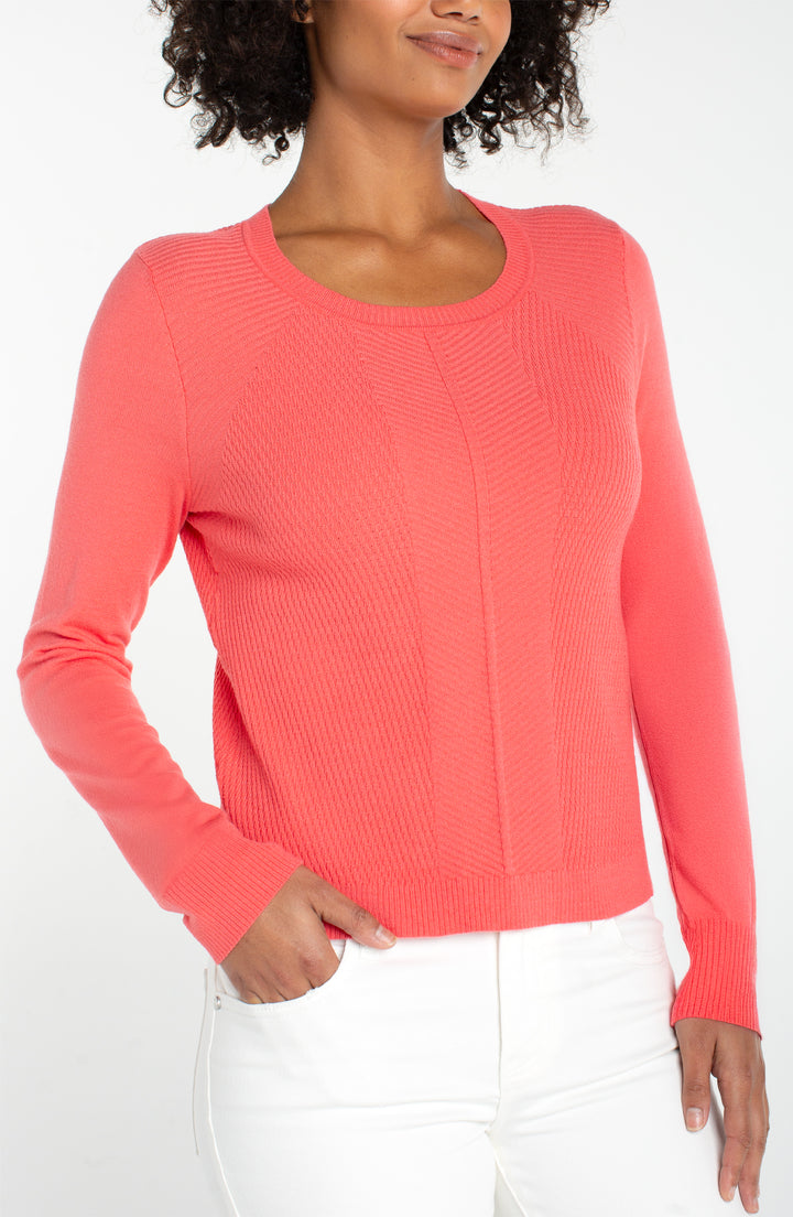 LONG SLEEVE CREW NECK SWEATER - SUNSET CORAL