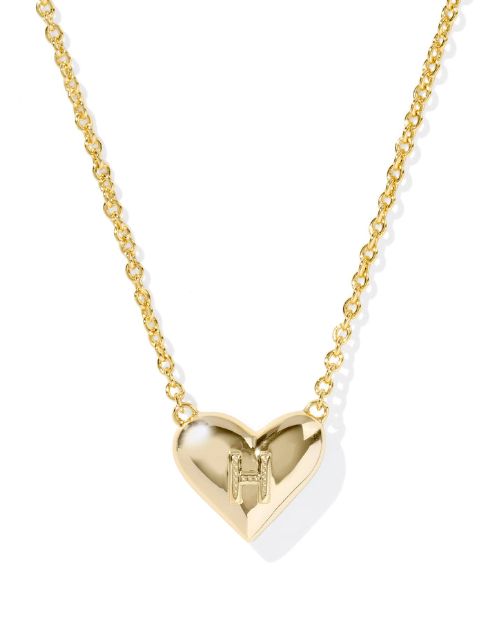 KENDRA SCOTT HEART LETTER H SHORT PENDANT NECKLACE - GOLD IVORY MOP